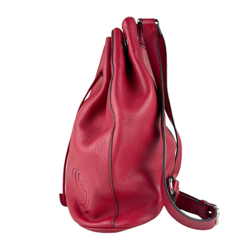 GUCCI Authentic Red Leather Backpack - Picture 2 of 13